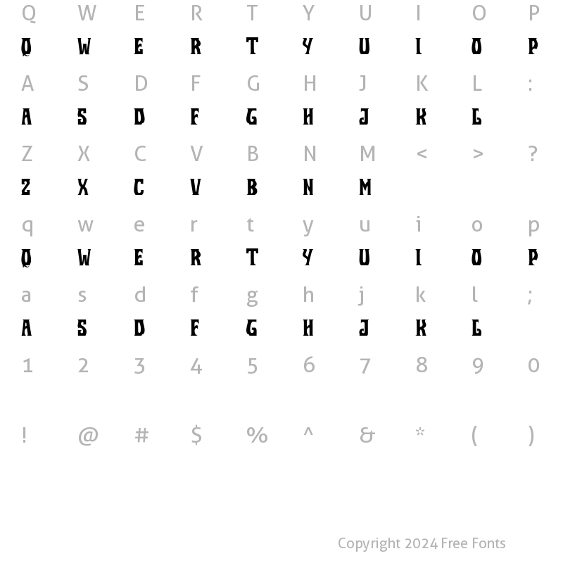 Character Map of ShadesRech0 Regular