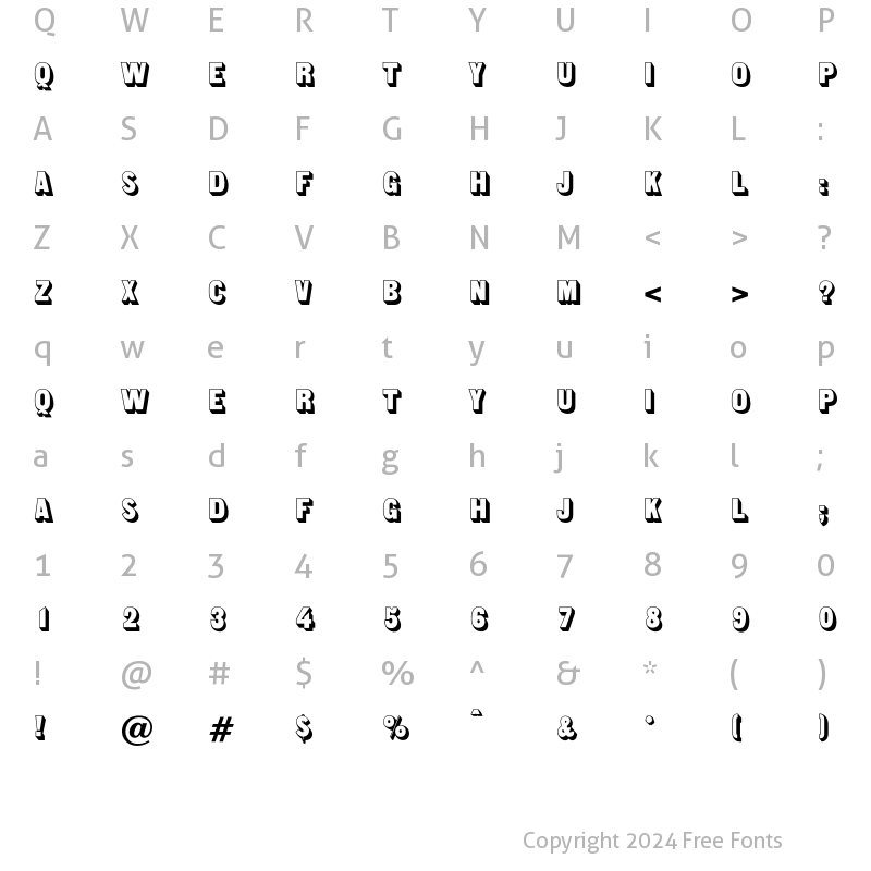 Character Map of Shadowone Regular