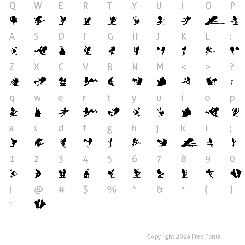 Character Map of ShadowPlaying Regular