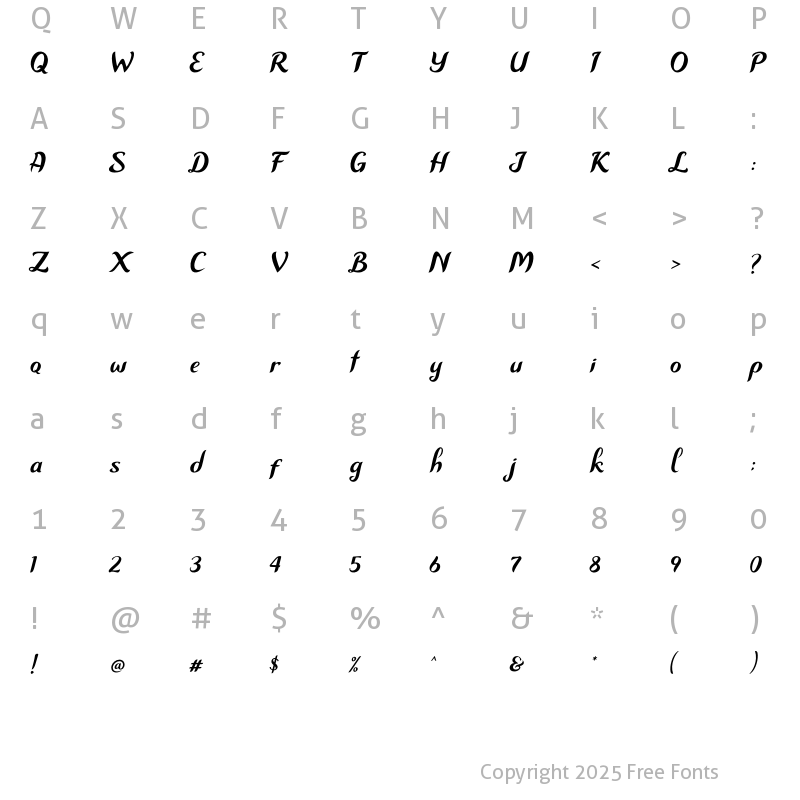 Character Map of Shadowsky Regular