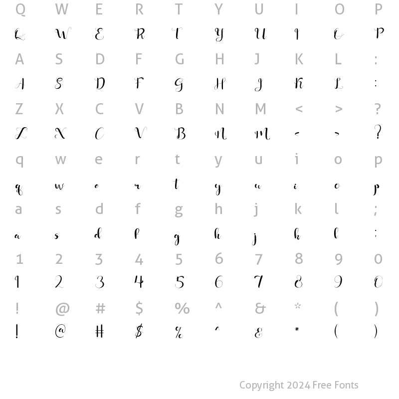 Character Map of Shafiqa Regular