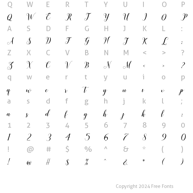 Character Map of Shafira Regular