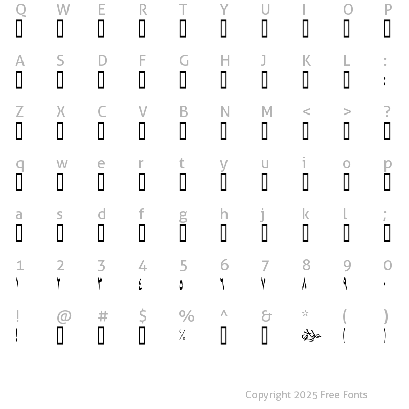 Character Map of Shaikh Ahmed Yaseen Bold