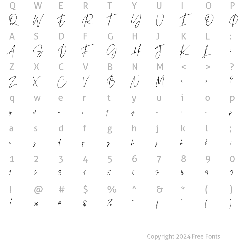 Character Map of Shailine Wosh Regular