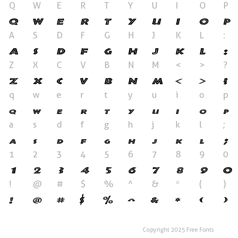 Character Map of ShakazuleExtended Italic