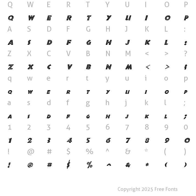Character Map of Shakazulu Italic