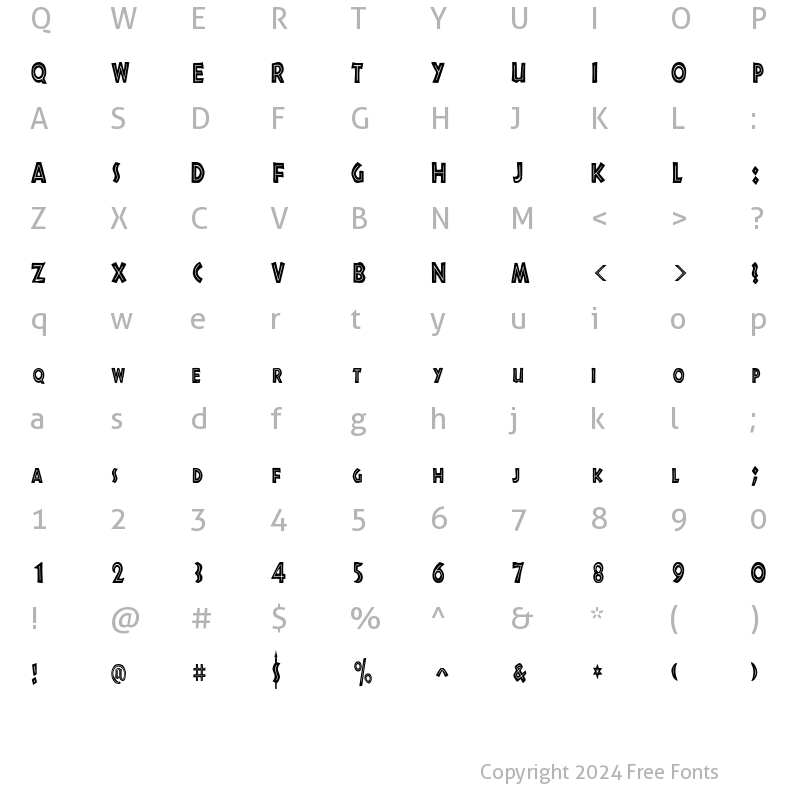 Character Map of ShakazuluCondensed Regular