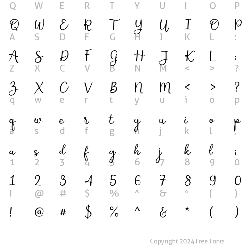 Character Map of Shakila Script Brush Brush