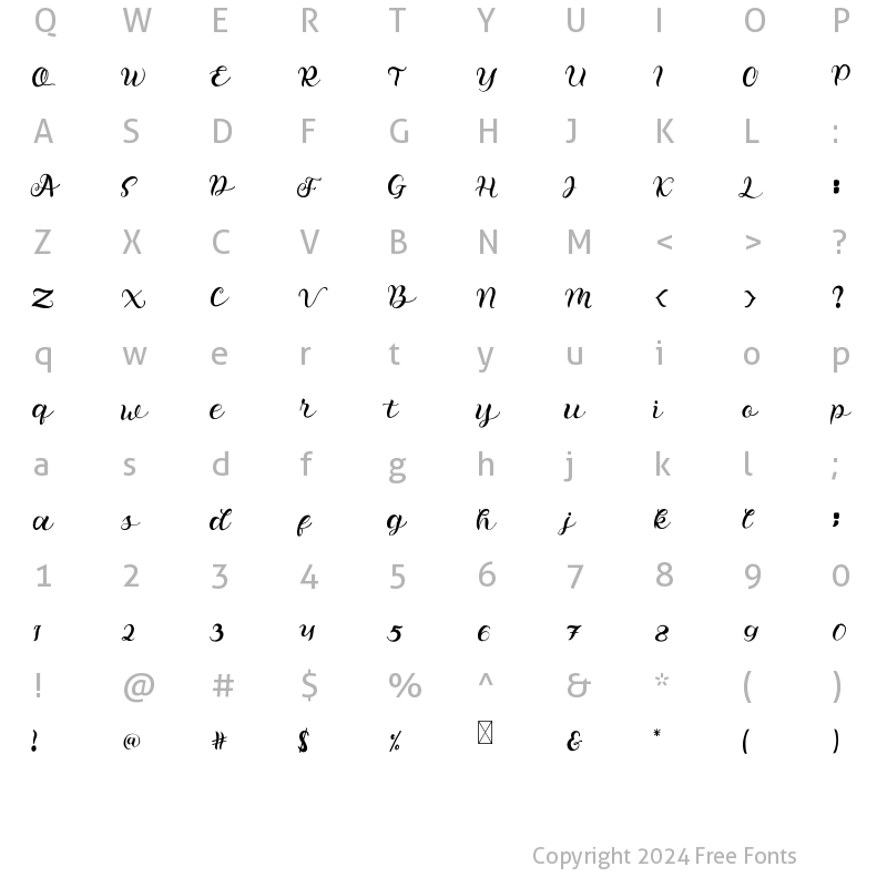 Character Map of Shaking Regular