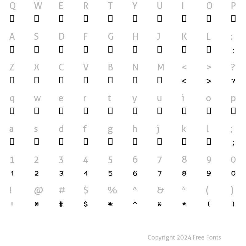 Character Map of Shaliah Sans Bold