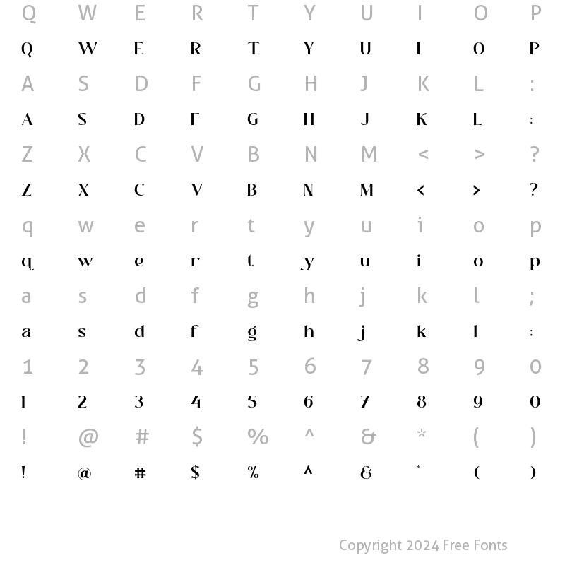 Character Map of Shallota Bold