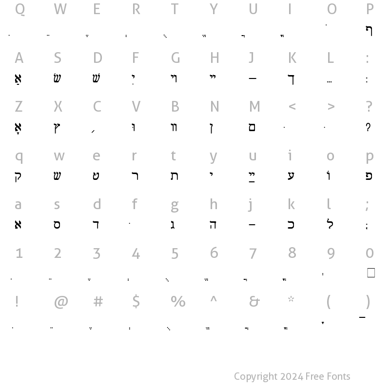 Character Map of Shalom Old Style