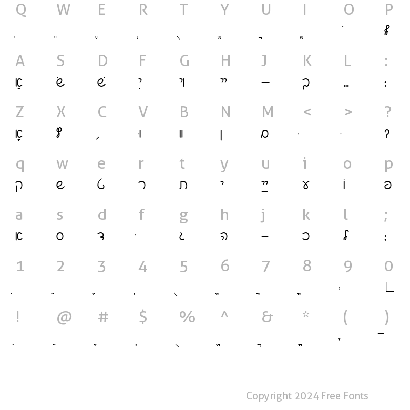 Character Map of Shalom Script