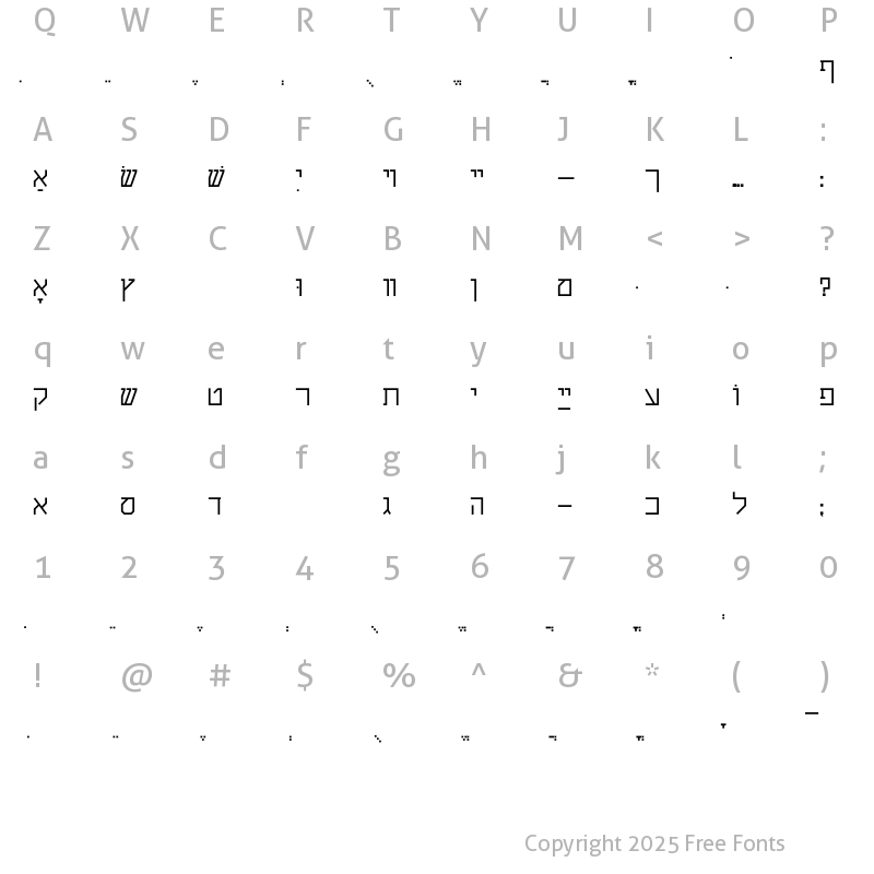 Character Map of ShalomStick Regular