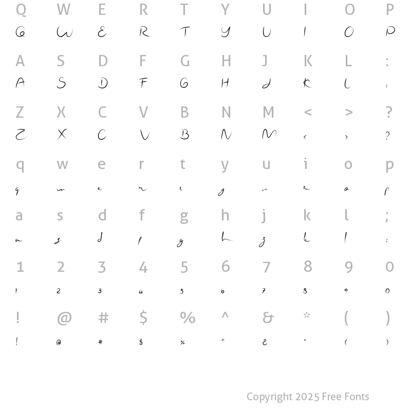 Character Map of Shamallien Regular