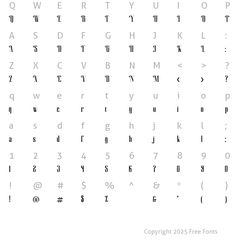Character Map of Shamhock Regular