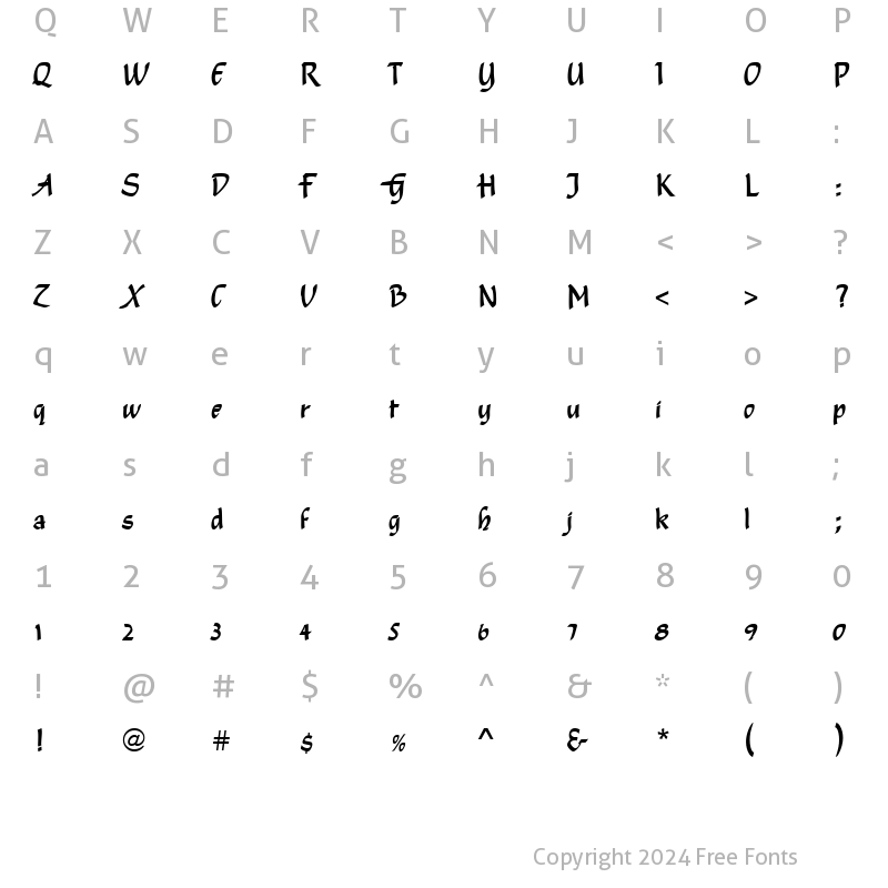 Character Map of Shamrock ICG Regular