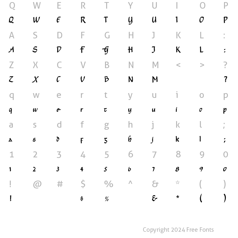 Character Map of ShamrockEF-AlternateTwo Regular