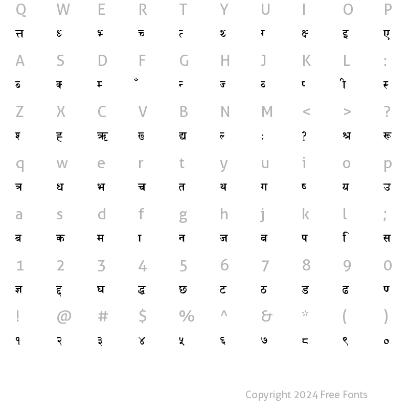 Character Map of Shangrila TextualB Regular