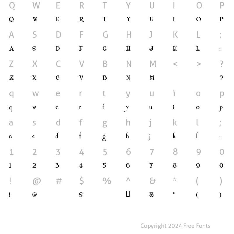 Character Map of ShangriLaNF Regular