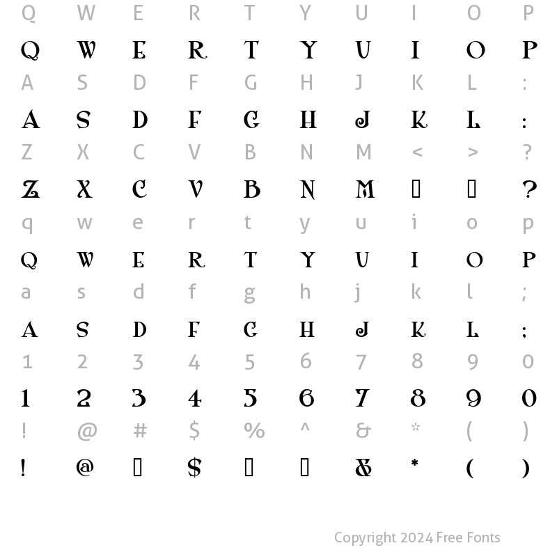 Character Map of ShangriLaNFSmallCaps Regular