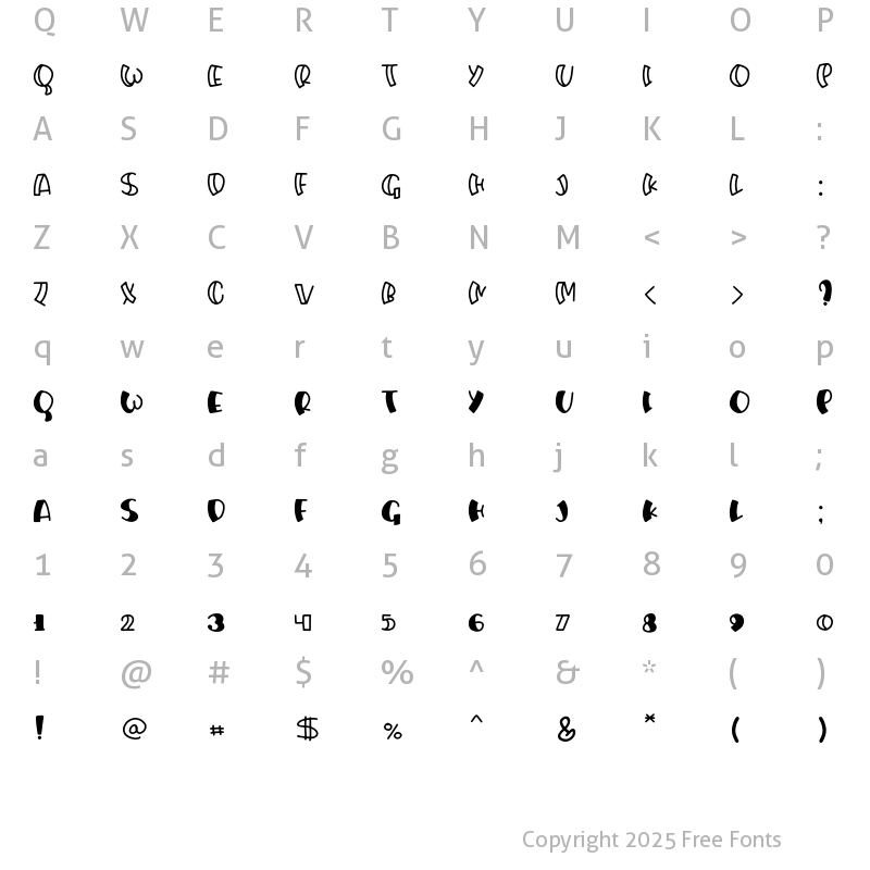 Character Map of Shanky sans Regular