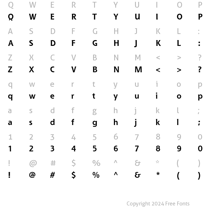 Character Map of Shannon Std Bold