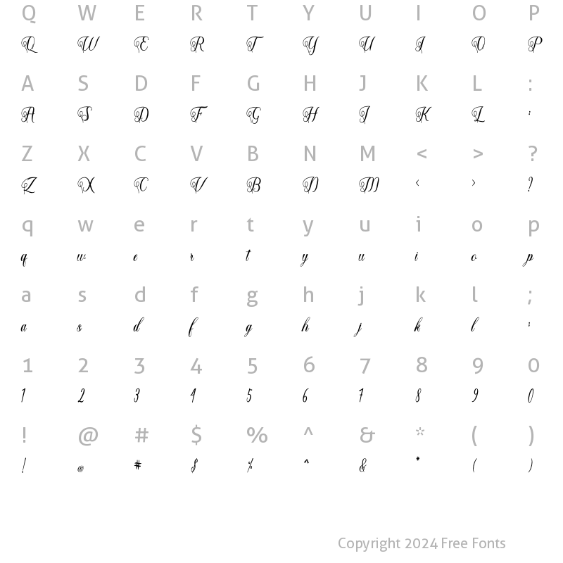 Character Map of Shantea Script Regular