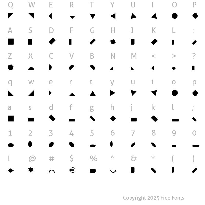 Character Map of Shape Blocks Solid Regular