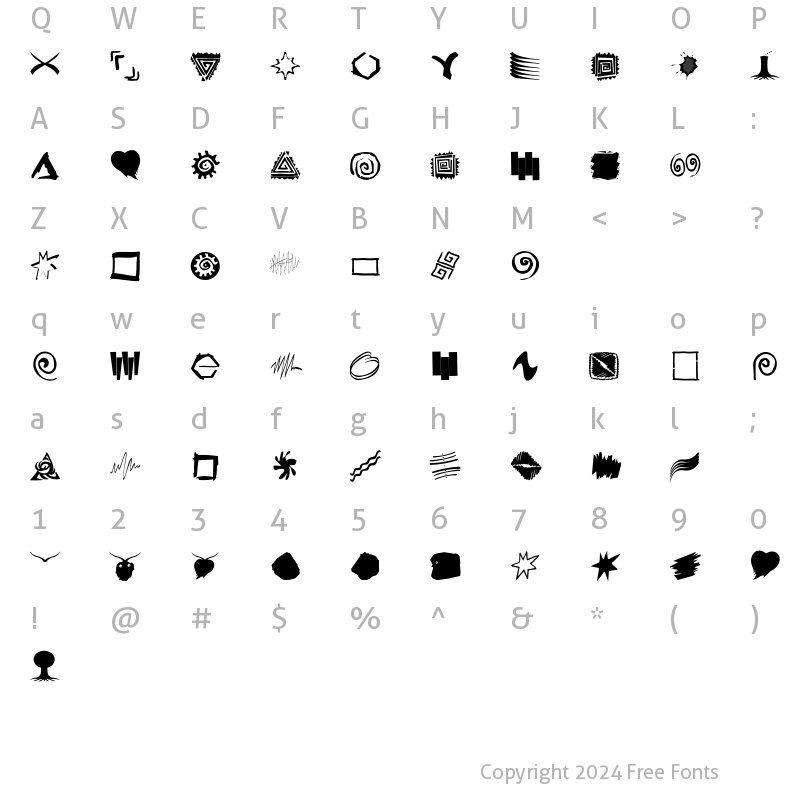 Character Map of ShapesStrokebrushes Regular