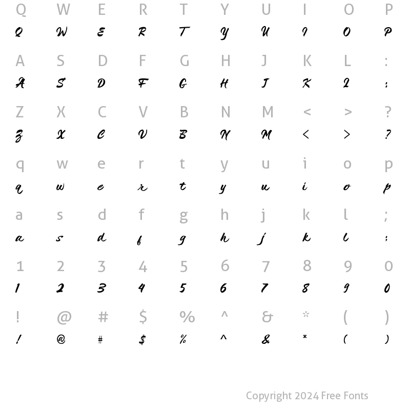 Character Map of Shapia Regular