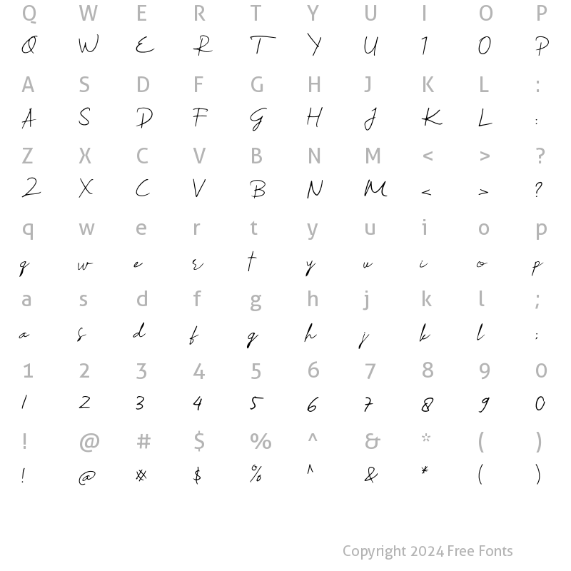 Character Map of Sharifa Regular