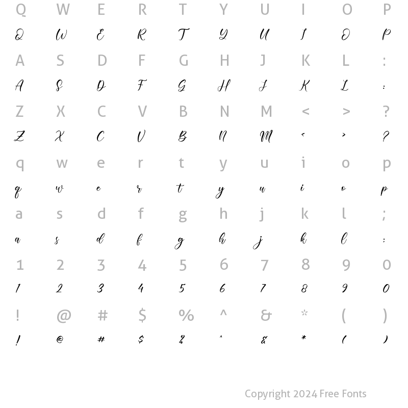 Character Map of Sharila Regular