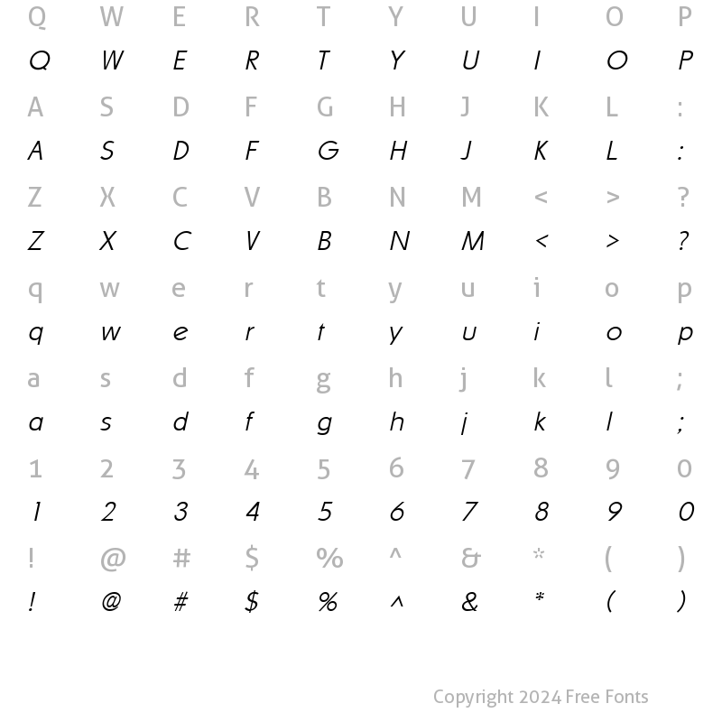 Character Map of SharnayExtralight Italic