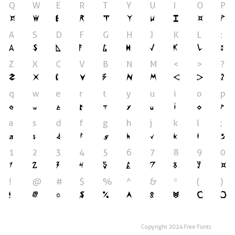 Character Map of Sharp 2.0 American BaddAss