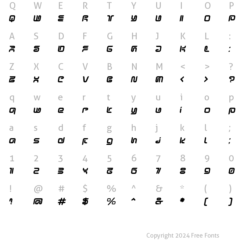 Character Map of Sharp Bold Italic