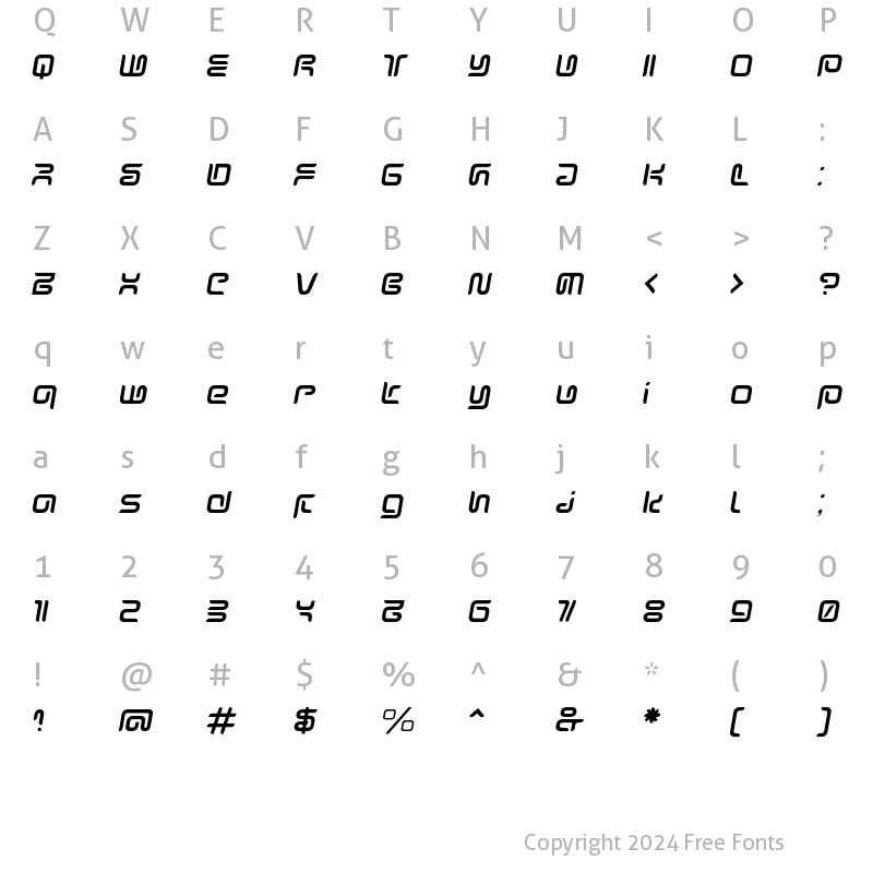 Character Map of Sharp Italic