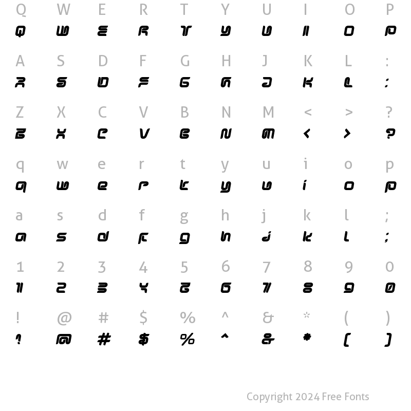 Character Map of Sharp Ultra Italic