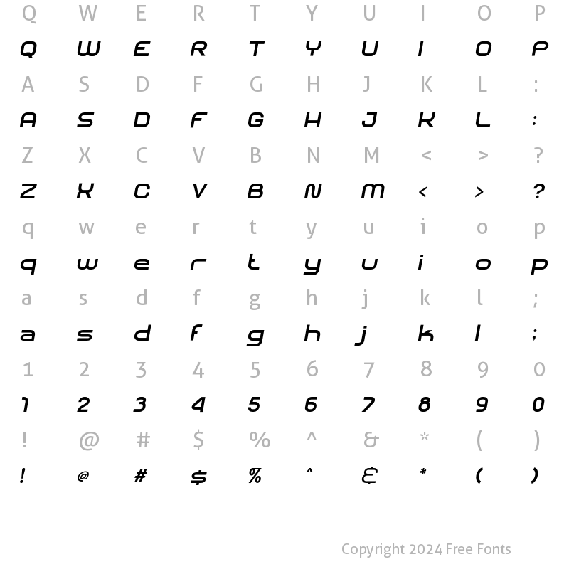 Character Map of SHARY italic Bold