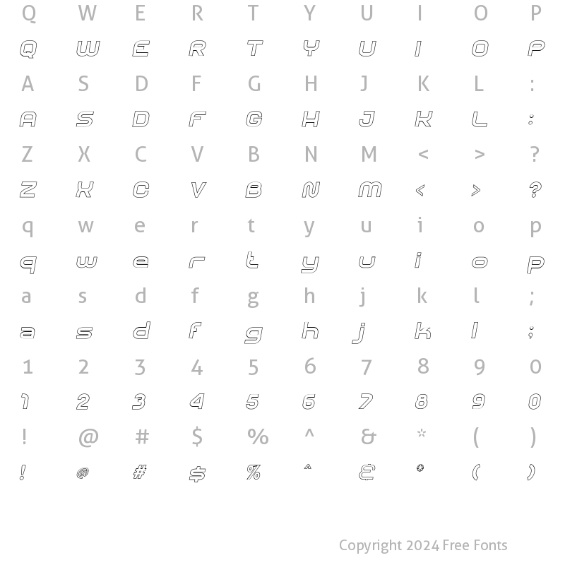 Character Map of SHARY LINE italic ExtraBold