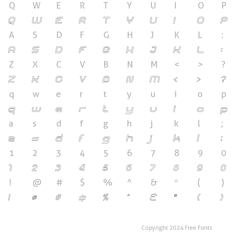 Character Map of SHARY LINE italic SemiBold