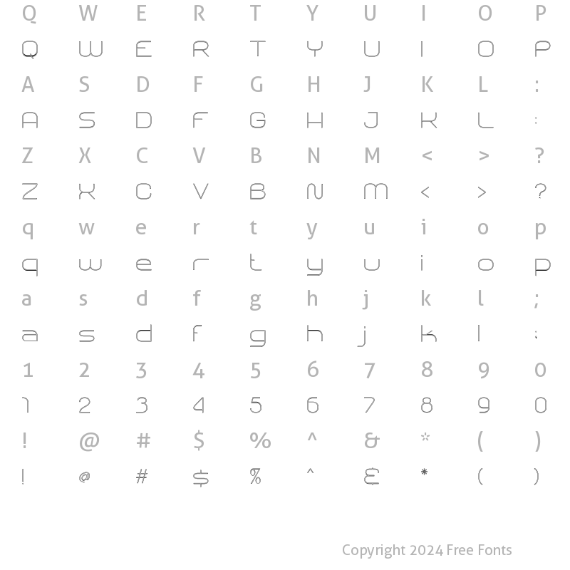 Character Map of SHARY LINE Thin