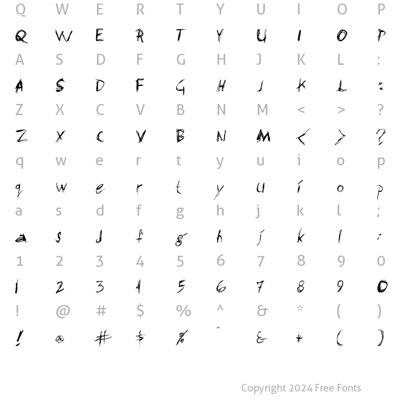 Character Map of Shashasha Medium