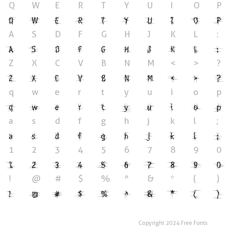 Character Map of ShatterdayICG Shred Regular