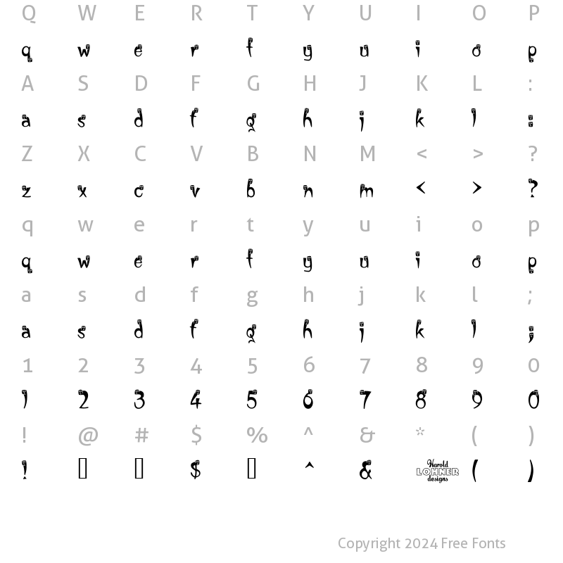 Character Map of Shazi Regular