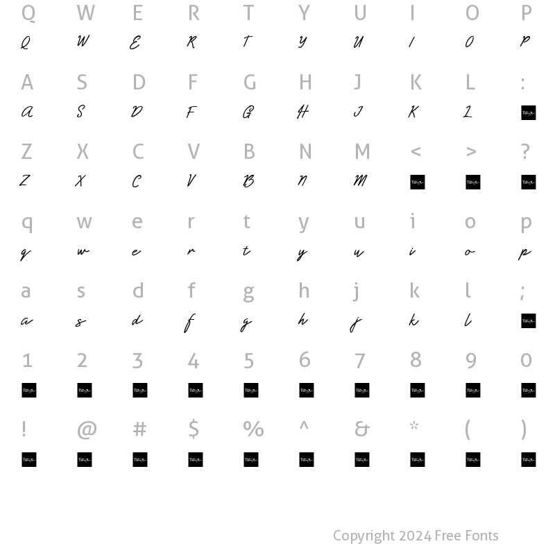 Character Map of Shearlight Regular