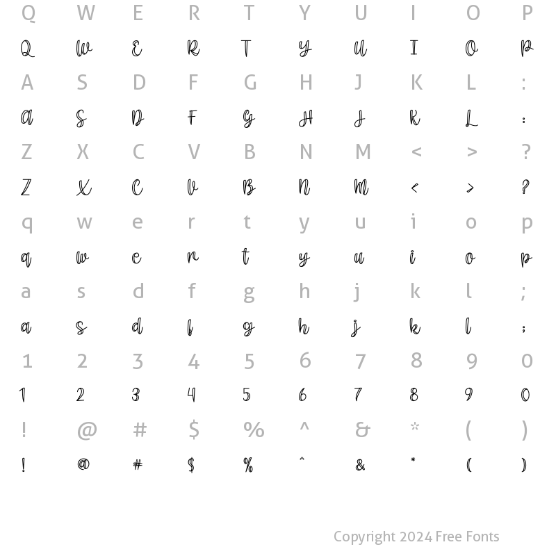 Character Map of Shecarea Line Regular