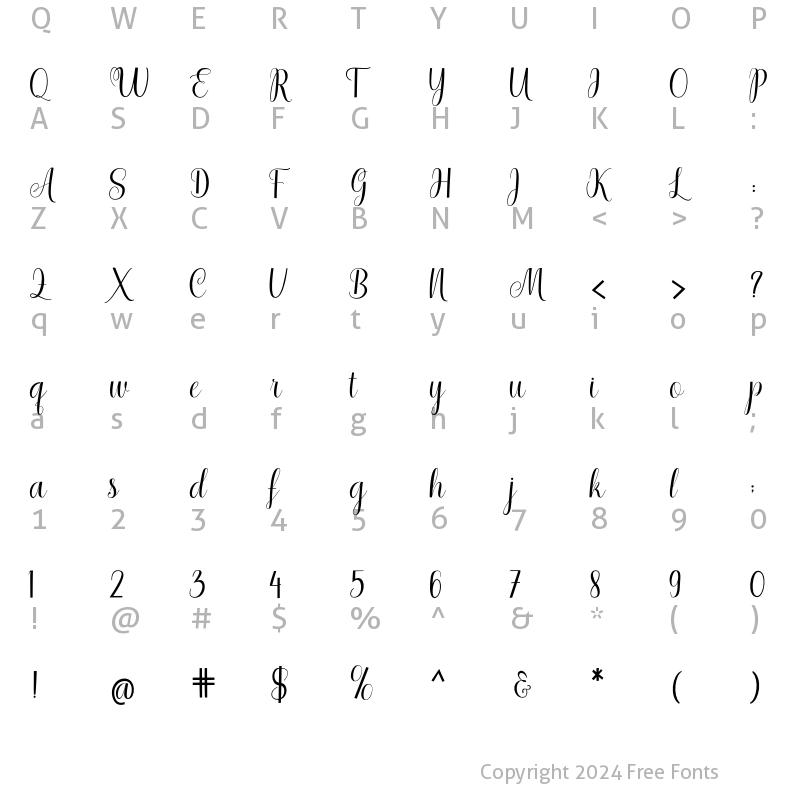 Character Map of Shedaytia Regular