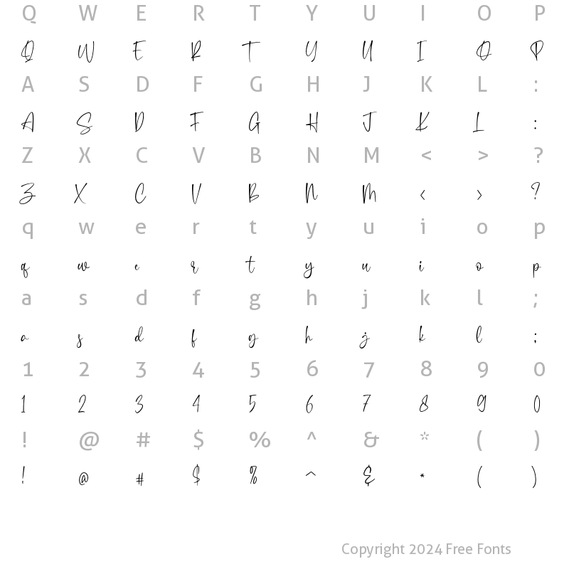 Character Map of Shelina Regular