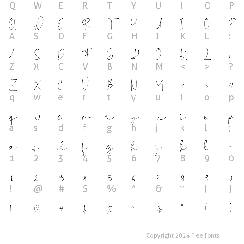 Character Map of Shellana Regular